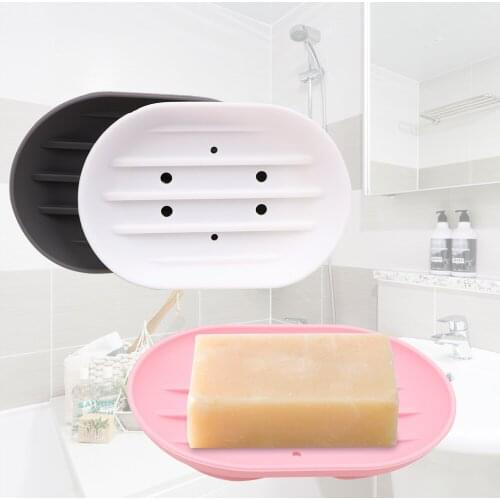 Holder Drain Soap Box Portable Washroom Organizer Bathroom Products Storage Rack Soft Silicone Soap Dish Plate Tray