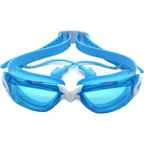 Children Swimming Goggles with Conjoined Ear Plug HD Anti-seeping Swimming Glasses Boys Girls UV400 Anti-fog Swimming Eyewear