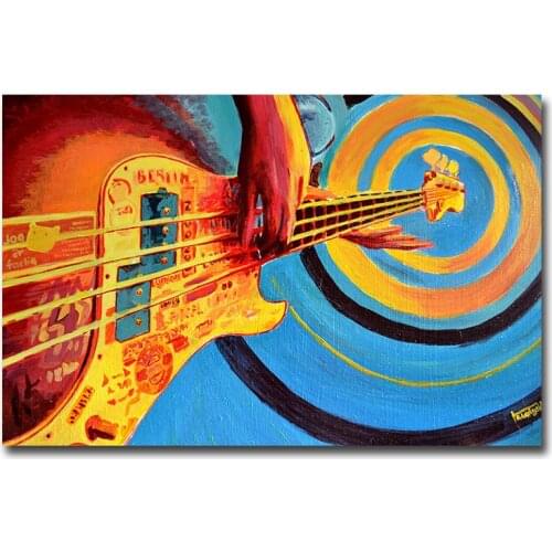 GOODECOR Abstract Oil Painting Guitar Artwork Canvas Painting Posters And Prints Wall Art Pictures Living Room Home Decor