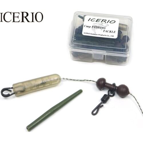 ICERIO 50pcs Carp Fishing Chod Rig Safety Sleeves Lead Clips Slide Heli Rigs Accessories Coarse Carp Terminal Tackle