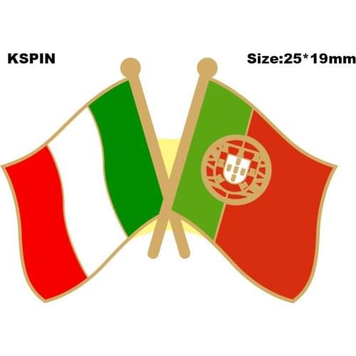 Italy & Portugal Friendship Flag Lapel Pin Friendship Flag Badge Flag pin