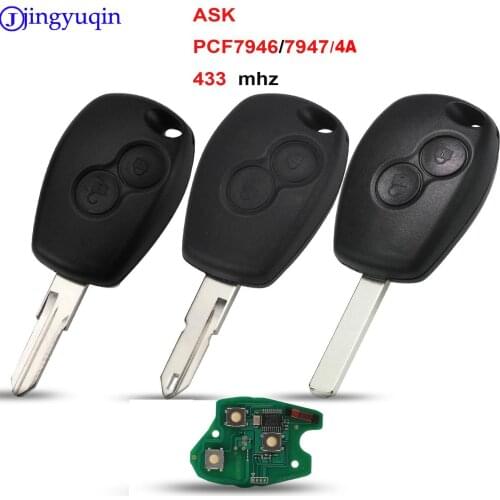 Jingyuqin 2 Buttons Remote Key For Renault Duster Modus Clio 3 Twingo DACIA Logan Sandero Kangoo 433MHz PCF7947 PCF7946 Chip