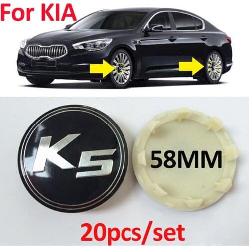 20pcs/set 58MM 5.8CM for K2 K3 K5 Car Wheel Center Hub Caps Covers ABS Auto Rim Badge Accessory Black Gray Silvery Car Styling