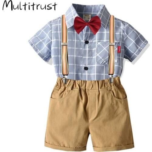 Children Clothes Suits Baby Clothing Boy Sets Bow Tie Shirt+Shorts 2pcs Summer Gentleman Style Kids Clothes Party Costume