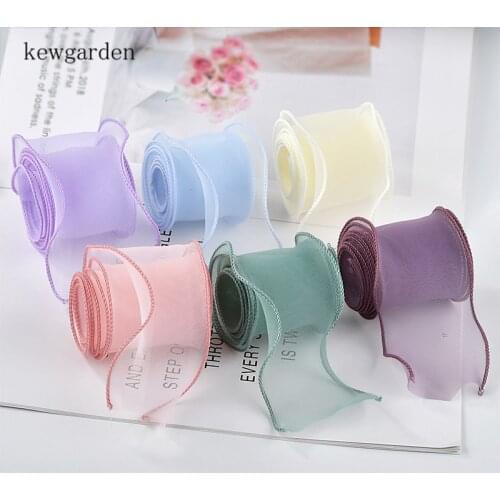 Kewgarden Handmade Tape About 50-60mm Wavy Edge Voile Ribbons DIY Hairbow Accessories Satin Ribbon Packing Wedding 5 Meters