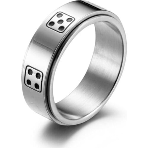 Dice lucky rings mens stainless steel gold ring gifts for men Accessories black Rotatable rings wholesale fashion jewelry 2020