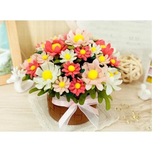 Beautiful Flowerpot Felt Flower Decoration Free Cutting DIY Material Package Handmade Cloth Flower For Gifts and Home Decor