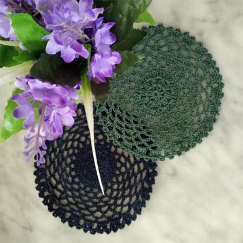 Handmade flower Lace Round cotton table place mat dish pad Cloth crochet placemat cup mug party tea coffee coaster doily kitchen