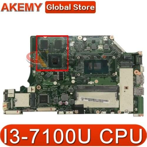 Akemy Laptop motherboard For ACER Aspire A515-51 i3-7100U Mainboard LA-E892P SR343 N16S-GTR-S-A2 DDR4