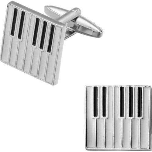 Fashion Mens shirts Cufflinks high-quality copper material White Enamel Silvery piano Cufflinks 5 pairs of packaging for sale