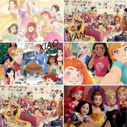 5D DIY Diamond Painting Princess Group Photo Full Circle Diamond Embroidery Kit Handmade Craft Home Decoration Disney
