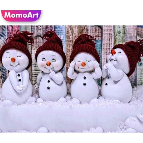 MomoArt DIY Diamond Painting Snowman Full Square Drill Rhinestone Diamond Embroidery Winter Cartoon Handicraft Christmas Gift