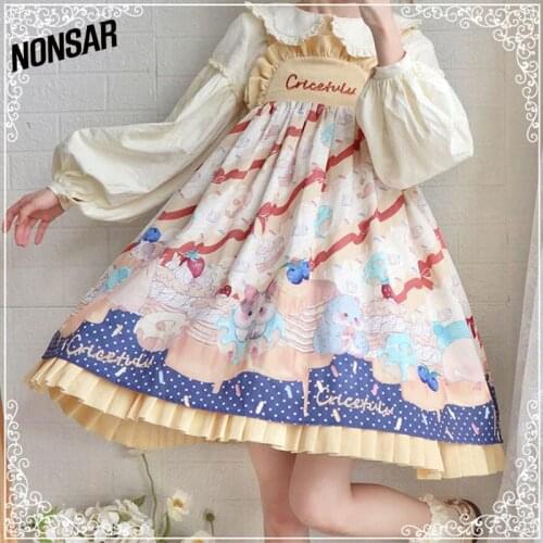 NONSAR Original Hamster Dress Doll Collar Yellow Printed Princess Dress Cute And Elegant Spring New In 2021