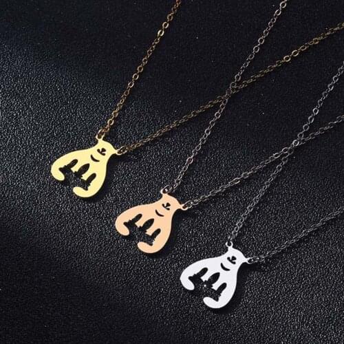 New Simple Polar Bear Shape Pendant Necklace Three Color Stainless Steel Cuddling Bear Animal Necklace Womens Banquet Jewelry