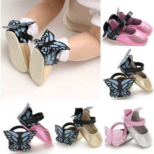 Newborn Baby Girls Summer Shoes Crib Shoes With Butterfly Wings Princess Girl Shoes First Walkers