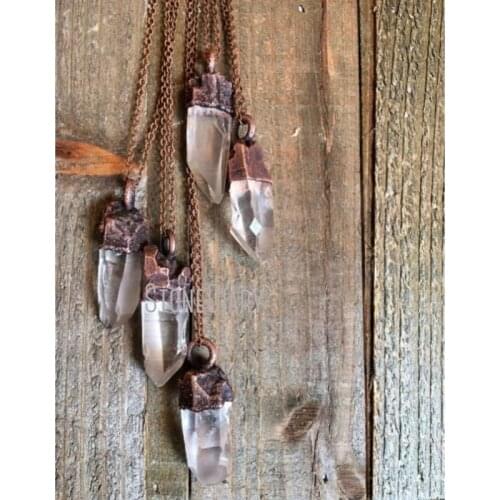 NM35271 Raw Quartz Crystal Necklace Natural Healing Crystal Pendant Bohemian Gypsy Necklace Druzy Crystal Jewelry