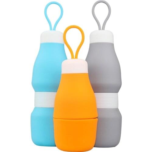 520ML Portable Silicone Water Bottle Retractable Folding Coffee Bottle Outdoor Travel Drinking Collapsible Sport Drink Kettle