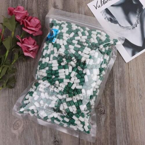 1000Pcs Green And White Empty Hard Gelatin Capsule Size 0# Medicine Pill Capsule