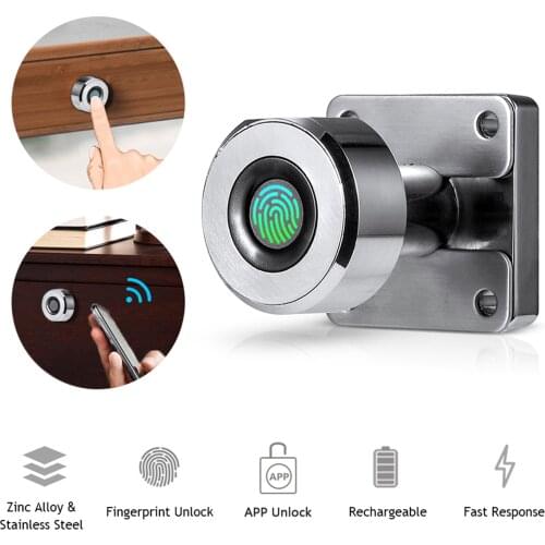 Smart Drawer Lock Fingerprint & APP Unlocking Electronic BT Cabinet Locks Rechargeable Keyless Furniture Zinc Alloy Smart Lock