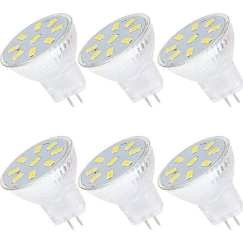 6-Pack MR11 GU4 5730 9 SMD LED Light Bulbs GU4 Bi-Pin Base AC / DC 10-24V Daylight White Spotlight Home Landscape Track Lighting