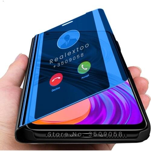 Smart mirror flip phone covers for oppo realme8 realme 8 pro case magnetic book stand coque capa shell realmi 8 pro para fundas