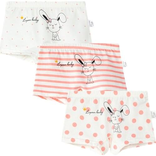 Striped Kids Underwear for Girls Boxer Rabbit Cartoon Pink White Underpanties Child Clothes 3 4 5 7 9 11 13 Years Old OGU203034