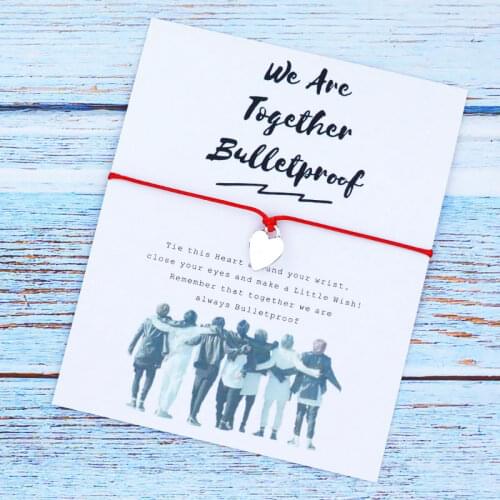 Together Bulletproof Bracelet Kpop Bangtan Boys Wish Bracelet Heart Charm Army Bracelet Kpop Jewelry Women Men Army Space Gift