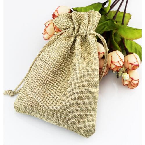 High quality 1pc Khaki gift bags 7x9 cm Natural Burlap Linen Candy Gifts Jewelry Packaging Bags Cute Cotton Drawstring Gift Bag