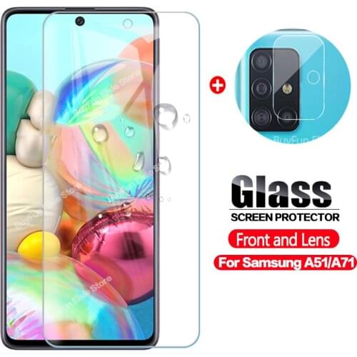 2in1 Tempered Glass On For Samsung Galaxy A51 Camera Lens Screen Protector Glass For Samsung A71 A 51 71 A515 A715 Glass Film