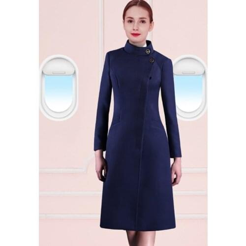 WomenS Airline Pilot Stewardess Uniforms Suits Occupation Work Clothes Overalls Work Wear Woolen Coat DD2343