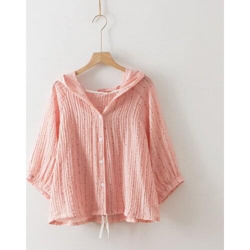 Sweet Style Cotton Printed Women Shirts Summer New 2021 Loose Batwing Sleeved Casual All Match Female Outwear Tops