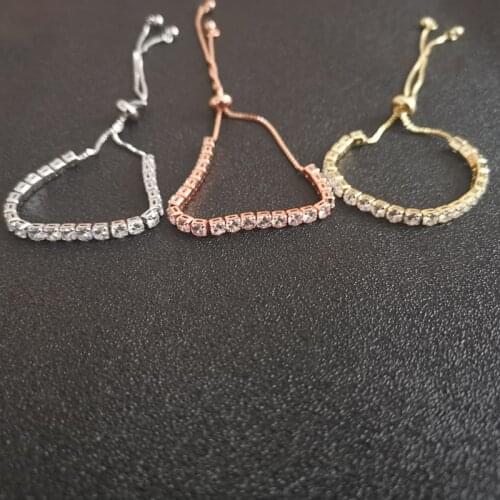 SLBRIDAL Sparkling Charm Fashion Cubic Zirconia Bracelet Girls CZ Daily Bracelet Gift Wedding Bridal Bridesmaids Women Jewelry