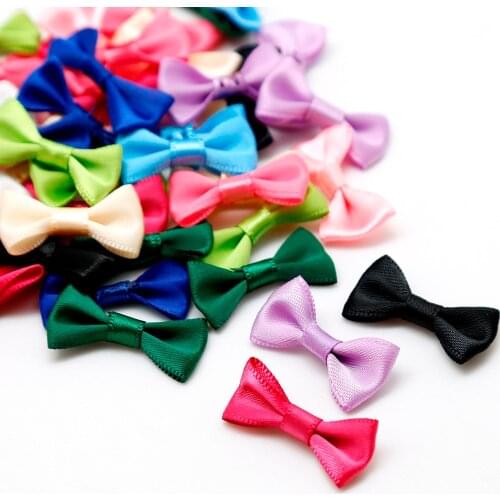 100Pcs 3X1.5cm Mini Satin Ribbon Bowknot Bow Craft For Wedding Bow Tile Scrapbooking Decoration DIY Sewing Crafts