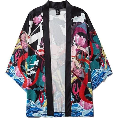 17 Style M- XXL Pink Black Harajuku Japanese Fashion Kimono Women and Men Tops Blouses Asian Clothes 2020 Summer Beach Cardigan