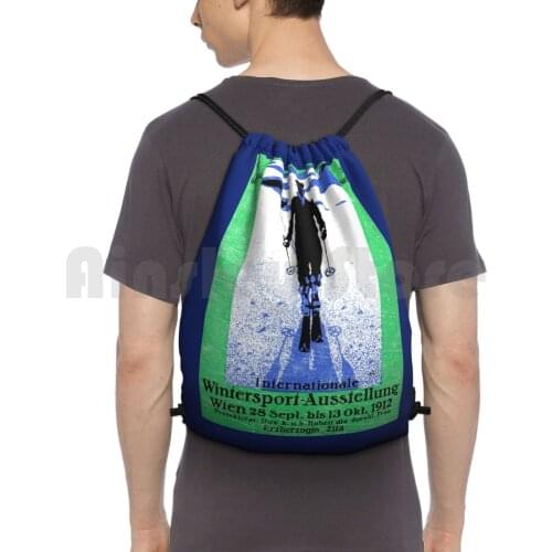 1912 Vienna Winter Sports Backpack Drawstring Bags Gym Bag Waterproof Vintage Vintage Vintage Retro Sports Vintage Sports