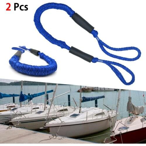 3.5-5.5 Feet Heavy Duty Nylon Marine Mooring Rope Boat Bungee Dock Line Anchor Rope Docking for Camping Hiking Accessories 2Pcs
