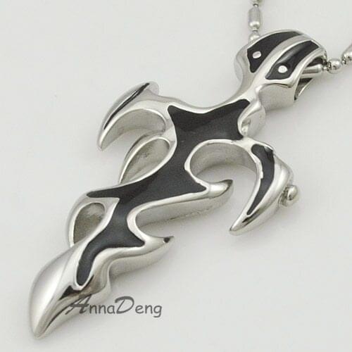 Low Price ! cool fire sword pendant necklace stainless steel for mens gift gothic jewelry AP231