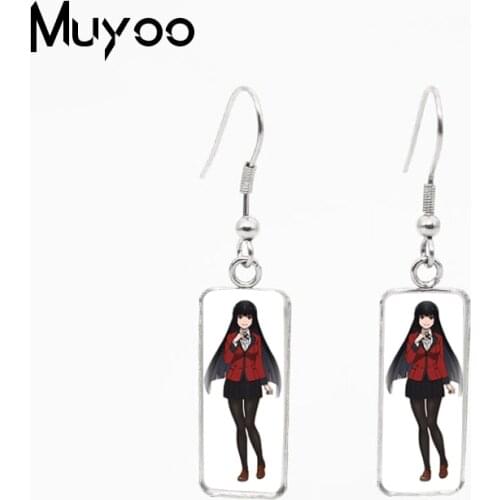 2021 New Arrival Anime Kakegurui Jabami Yumeko Saotome Meari Suzui Ryota Stainless Steel Rectangle Fish Hook Earrings
