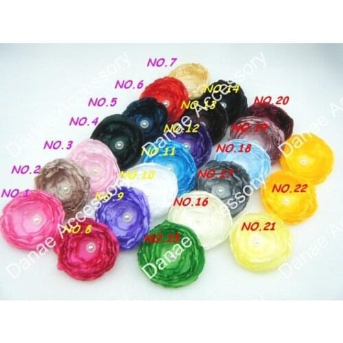 3''Romantic Satin Fabric Hair flower,Layered flower Girl/Brides/ Bridemaids/hair Flower, 22 colors