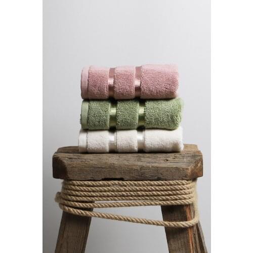 3pc High Quality Towel 30*50, %100 Cotto, Color of Green, Lilac and Cream