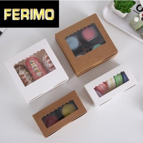 5pcs Brown Kraft Paper Bakery Boxes Packaging with Window Cupcake Boxes Donut/Cake/Muffin/Dessert Birthday Party Decoration