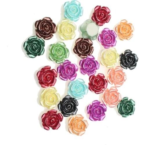50pcs Kawaii Resin Flowers Flatback Cabochon Scrapbook Craft Clear Embellishments DiyDecor For Headwear Phone Nail Art Stickers