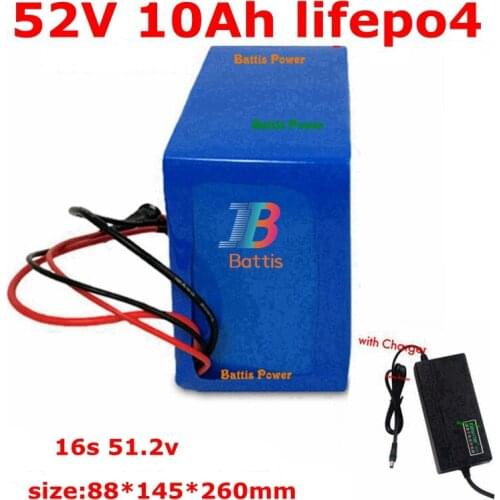 52v 10ah lifepo4 battery 48v 10ah lifepo4 with BMS 16s 51.2v for 2000w Powerful Electric Scooter Electric Bicycle + charger