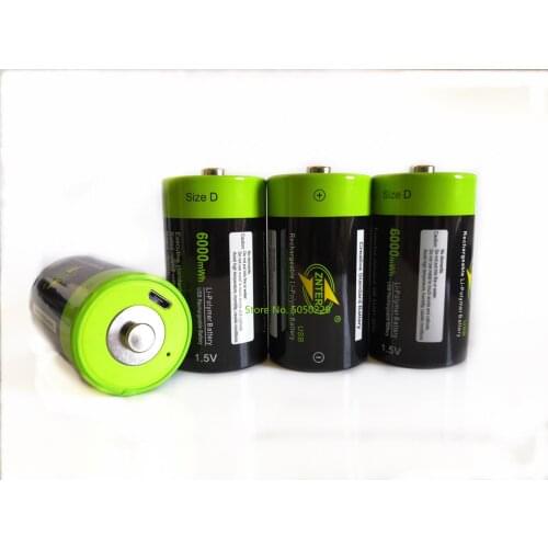 Hot sale 4PCS/LOT ZNTER 1.5V 4000mAh Battery Micro USB Rechargeable Batteries D Lipo LR20 Battery For RC Camera Drone Accessorie