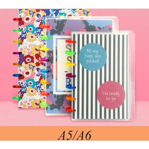 A5 Mushroom Hole Hand Book Student Diary Notebook Color Ring Discs Binding Pink Printing Wholesale Mushroom Hole Notebook