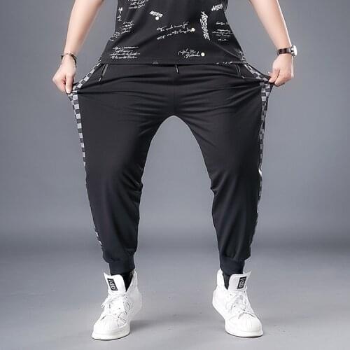Plus size 7XL-2XL Reflective Side Striped Men Pants Hip Hop Sweatpants Cool Men Boys Sports Joggers Pants Gym Workout Casual