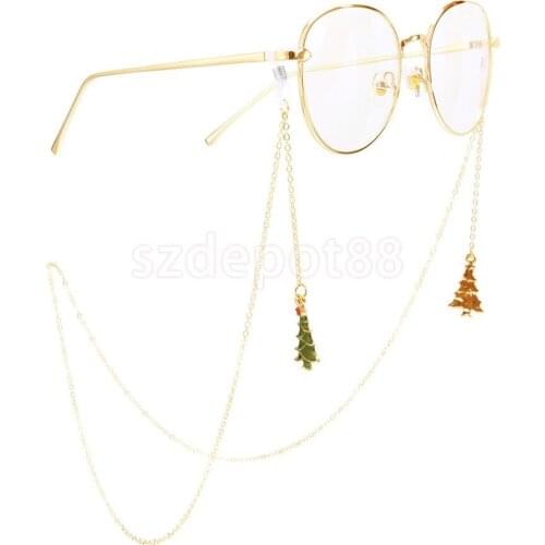 Christmas Tree Eyeglasses Sunglasses Holder Retainer Cord Necklace Lanyard Reading Eye Glasses Chain String Gold