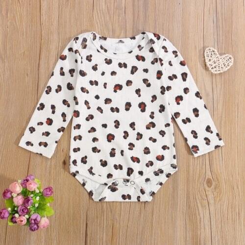 Spring Autumn Breathable Baby Girls Boys Romper Toddlers Creative Leopard Print Long Sleeve Round Collar Jumpsuit