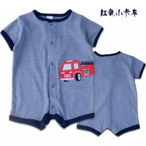 Clearance-Newborn Infant Baby Boy Cartoon Striped Cotton Romper Jumpsuit Clothes Baby Short Sleeve Clothes Baby Rompers