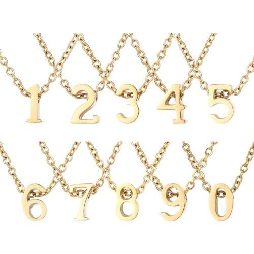 DIY Stainless Steel Digital Accessory Necklace Gold Color Fashion Simple Pattern Female Custom Necklace for Women Jewelry New